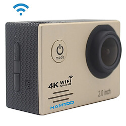 Wewoo Caméra sport UHD 4K WiFi 16.0MP avec boîtier étanche, Generalplus 4247, écran LCD 2,0 pouces, objectif grand angle 120 degrés, accessoires simples (Or) 