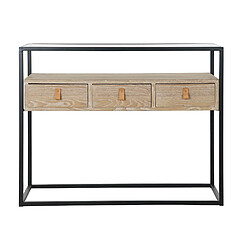 Pegane Console / Table console en bois coloris naturel et métal noir - Longueur 100 x Profondeur 38 x Hauteur 80 cm