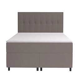 Acheter Vente-Unique Ensemble complet boxspring tête de lit capitonnée + sommiers + matelas + surmatelas - 180 x 200 cm - Tissu - Gris - SIERO de YSMÉE