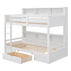 Acheter Sweiko Lits superposés 90x200cm Lits d'enfant Avec tiroirs et rangements Blanc