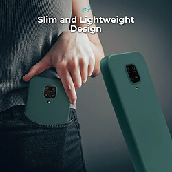 Moozy Lifestyle. Coque pour Xiaomi Redmi Note 9S, Redmi Note 9 Pro, Vert Foncé - Housse en Silicone Liquide avec Finition Mat et Doublure en Microfibre Douce