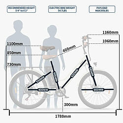 ONESPORT OT18-3 Vélo électrique de Ville , Pneus 26 x 2,35", 250 W 36 V 14,4 Ah, Beige pas cher