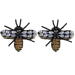 Patch perlé abeille Paire de Patch Strass Cristal Paillette Abeille Décoration de Robe Pull Jupe Jean Veste Chapeaux Bricolage DIY