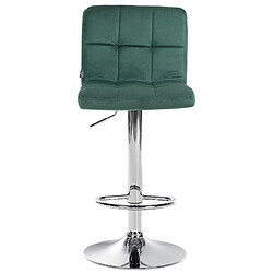 Decoshop26 Lot de 2 tabourets de bar en velours vert avec coutures décoratives pied en trompette métal chromé 10_0004392