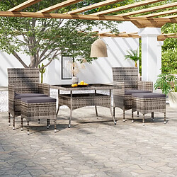 Maison Chic Mobilier dîner jardin 5 pcs,Mobilier de salle à manger d'extérieur,Meuble à dîner Résine tressée et verre trempé Gris -GKD533394