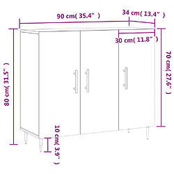 vidaXL Buffet chêne marron 90x34x80 cm bois d'ingénierie pas cher