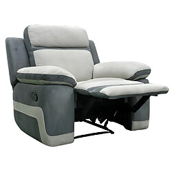 Vente-Unique Fauteuil relax en microfibre gris clair et bandes anthracites TALCA pas cher