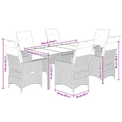 vidaXL Ensemble à manger de jardin et coussins 7 pcs beige poly rotin pas cher