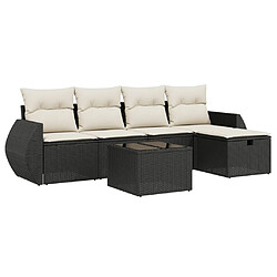 vidaXL Salon de jardin 6 pcs avec coussins noir résine tressée