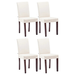 Decoshop26 Lot de 4 chaises de salle à manger design moderne en tissu crème pieds en bois marron foncé 10_0001769