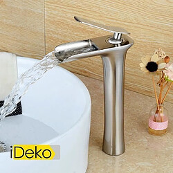 iDeko® Robinet Mitigeur lavabo cascade vasque salle de bain haut nickel bronzé