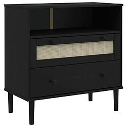 vidaXL Buffet SENJA aspect rotin noir 80x40x80 cm bois massif de pin