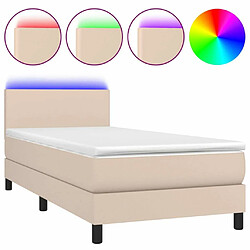 Maison Chic Lit adulte- Lit + matelas + LED,Sommier à lattes de lit matelas et LED Cappuccino 80x200cm -GKD46467