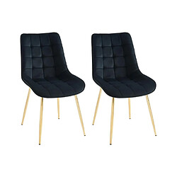 Vente-Unique Lot de 2 chaises matelassées en velours et métal doré - Noir - OLLUA