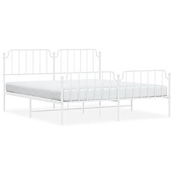 Maison Chic Cadre/structure de lit métal et tête de lit + pied de lit pour adulte - Lit Moderne Chambre blanc 183x213cm -MN59053