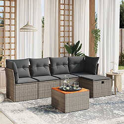 vidaXL Salon de jardin 6 pcs avec coussins gris résine tressée 