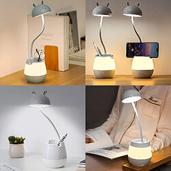 Universal Lampe de bureau pour enfants, Lampe de lit LED Lampe USB rechargeable de lecture et lampe de bureau dimmable, lumineuse flexible à 360 ° avec porte-stylo et porte-téléphone portable pour travailler, étudier, dormir, (blanc) pas cher