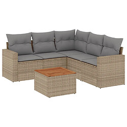 vidaXL Salon de jardin avec coussins 6pcs mélange beige résine tressée