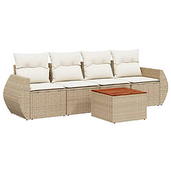 vidaXL Salon de jardin avec coussins 5 pcs beige résine tressée