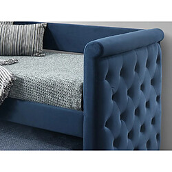 Avis Vente-Unique Lit banquette gigogne LOUISE - 2x90x190cm - Tissu bleu + matelas