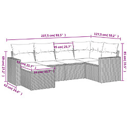 Avis vidaXL Salon de jardin avec coussins 6 pcs marron résine tressée