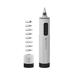 Justgreenbox Tournevis électrique de 6,3 mm, puissance de sécurité, tournevis au lithium à 3 vitesses, lumières LED compactes et rechargeables, avec 29 embouts et tube de maintien d'embouts, Blanc