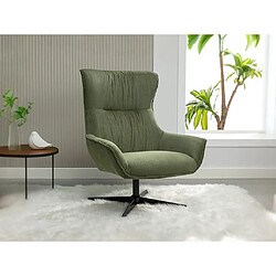 Vente-Unique Fauteuil pivotant en velours côtelé vert GALATI 