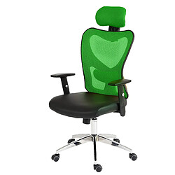 Decoshop26 Fauteuil chaise de bureau sur roulettes pivotante appui tête accoudoirs synthétique vert 04_0001901