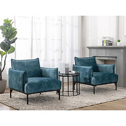 Vente-Unique Fauteuil en velours bleu canard JOEL