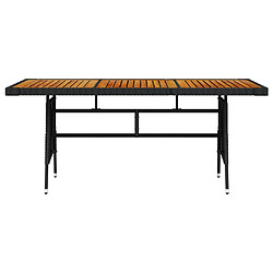 vidaXL Table de jardin Noir 160x70x72 cm Résine tressée et acacia