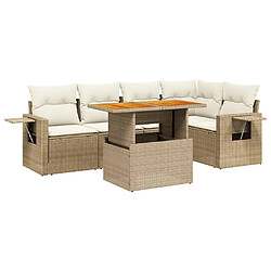 vidaXL Salon de jardin avec coussins 6 pcs beige résine tressée