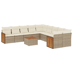 Maison Chic Salon de jardin 11 pcs avec coussins | Ensemble de Table et chaises | Mobilier d'Extérieur beige résine tressée -GKD15446