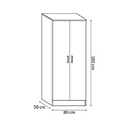 Mes Armoire 2 portes 80x54x180 cm décor chêne - RANGO pas cher