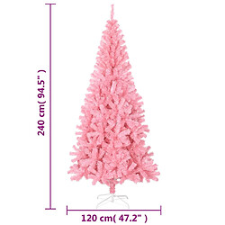 vidaXL Sapin de Noël artificiel avec support rose 240 cm PVC pas cher