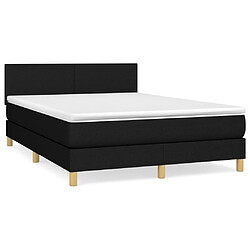 vidaXL Sommier à lattes de lit avec matelas Noir 140x200 cm Tissu