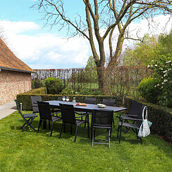 Wilsa Garden Salon de jardin en aluminium et HPL Star Table + 6 fauteuils + 4 chaises.