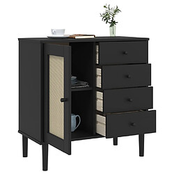 Avis vidaXL Buffet SENJA aspect rotin noir 80x40x80 cm bois massif de pin