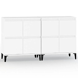 Maison Chic Ensemble de 2 Buffets,commode,console pour rangement blanc 60x35x70 cm bois d'ingénierie -MN15256