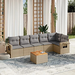 vidaXL Salon de jardin avec coussins 7pcs mélange beige résine tressée 