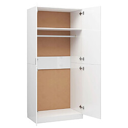 Acheter vidaXL Garde-robe Blanc brillant 80x52x180 cm Bois d’ingénierie