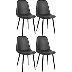 Decoshop26 Lot de 4 chaises de salle à manger design moderne avec pieds en métal noir assise PVC noir 10_0001823