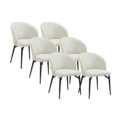 Vente-Unique Lot de 6 chaises en tissu et métal - Crème - GILONA