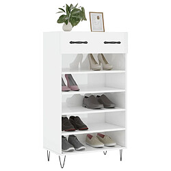 Avis Maison Chic Armoire à chaussure,Meuble à Chaussures Blanc brillant 60x35x105 cm Bois ingénierie -MN79265