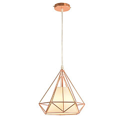 Stoex Métal Retro Lustre Suspension industrielle forme Diamant 25cm, Lampe de Plafond Abat-Jour Luminaire, Or Rose 