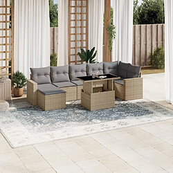 vidaXL Salon de jardin avec coussins 8 pcs beige résine tressée