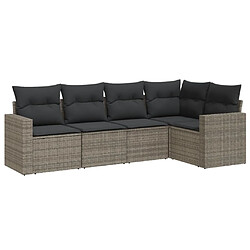 vidaXL Salon de jardin 5 pcs avec coussins gris résine tressée