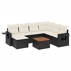 vidaXL Salon de jardin 8 pcs avec coussins noir résine tressée