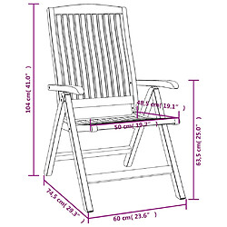 vidaXL Chaises de jardin inclinables lot de 4 et coussins bois teck pas cher