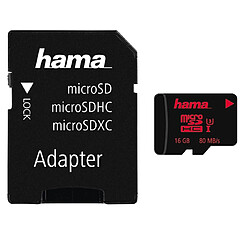 Hama Carte microSDHC 16GB UHS Speed Class 3 UHS-I 80MB/s +adapat./mobile