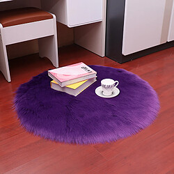 LUUCOZK Tapis moelleux en fausse fourrure, tapis à poils longs pour chambre à coucher, salon, violet-100 cm de diamètre (rond)